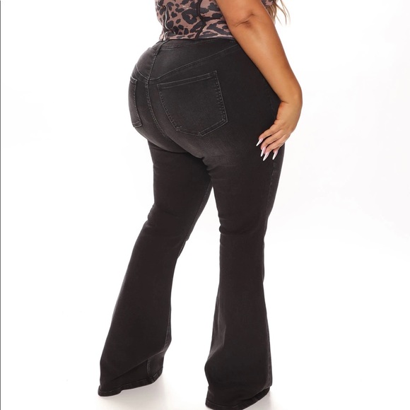 Black Stretch Flare Jeans - Picture 5 of 7